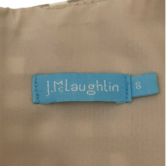 J. Mclaughlin NEW Tan Paulson Gingham Sleeveless Dress Size 8 Stretchy V-Neck - Picture 7 of 9